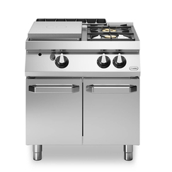 Solid top αερίου 6kW & 2 φλόγ. (1x3,7+1x5,5kW, εμαγέ τάσια) σε βάση με 2 πόρτες R70/80TPPGFB/P ROC700