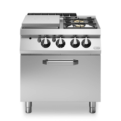 Solid top αερίου 6kW & 2 φλόγ. (1x3,7+1x5,5kW, εμαγέ τάσια) με φούρνο αερίου 2/1 8kW R70/80TPPFGFB ROC700