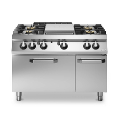 Solid top αερίου 6kW & 4 φλόγ. (1x3,5+3x6kW) με φούρνο αερίου 2/1 8kW R70/120TPPFGF/P ROC700