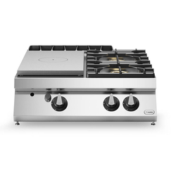 Solid top αερίου 7kW & 2 φλόγ. (1x5,5kW+1x7,5kW εμαγέ τάσια) επιτραπ. R90/80TPPGFB/T ROC900