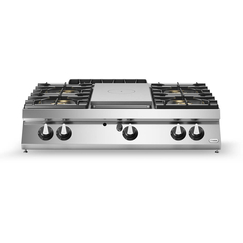 Solid top αερίου 7kW & 4 φλόγ. (2x5,5kW+2x7,5kW εμαγέ τάσια) επιτραπ. R90/120TPPGFB/T ROC900