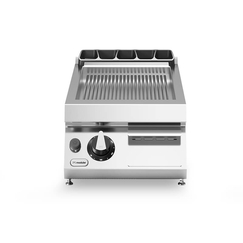 Εστία-πλατό αερίου 10,5kW μονή ραβδωτή επιφ. χρωμίου επιτραπ. R90/40FTG/CR/T ROC900