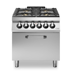 Κουζίνα αερίου 4 φλόγ. (2x5,5kW+2x7,5kW εμαγέ τάσια) με ηλεκ. φούρνο CONVECTION 2/1 6kW R90/80CFGEBV ROC900