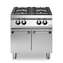 Κουζίνα αερίου 4 φλόγ. (2x5,5kW+2x7,5kW εμαγέ τάσια) σε βάση με 2 πόρτες R90/80PCGB/P ROC900