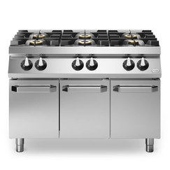 Κουζίνα αερίου 6 φλόγ. (1x3,5kW+5x6kW) σε βάση με 3 πόρτες R70/120PCG/P ROC700