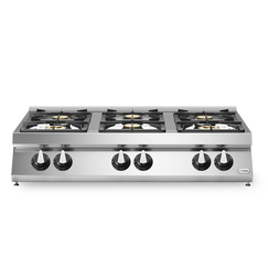 Κουζίνα αερίου 6 φλόγ. (2x5,5kW+4x3,7kW εμαγέ τάσια) επιτραπ. R70/120PCGB/T ROC700