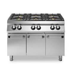 Κουζίνα αερίου 6 φλόγ. (4x5,5kW+2x7,5kW εμάγε τάσια) σε βάση με 2 πόρτες R90/120PCGB/P ROC900