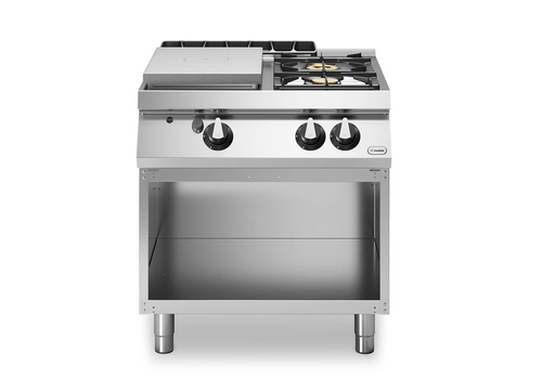 Solid top αερίου 6kW & 2 φλόγ. (1x3,7+1x5,5kW, εμαγέ τάσια) με ανοικτή βάση R70/80TPPGFB/A ROC700