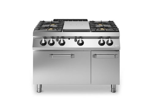Solid top αερίου 7kW & 4 φλόγ. (2x5,5kW+2x7,5kW εμαγέ τάσια) με φούρνο αερίου 2/1 8kW R90/120TPPFGFB/P ROC900