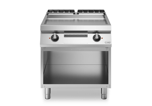Electric griddle, smooth polished chromed plate, on open cabinet R90/80FTE/CL/A ROC900