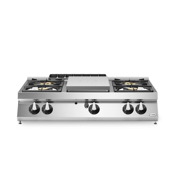 Solid top αερίου 6kW & 4 φλόγ. (2x3,7+2x5,5kW, εμαγέ τάσια) επιτραπ. R70/120TPPGFB/T ROC700