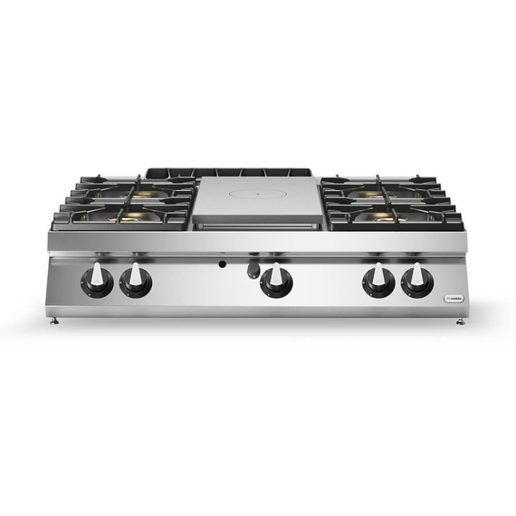 Solid top αερίου 7kW & 4 φλόγ. (2x5,5kW+2x7,5kW εμαγέ τάσια) επιτραπ. R90/120TPPGFB/T ROC900