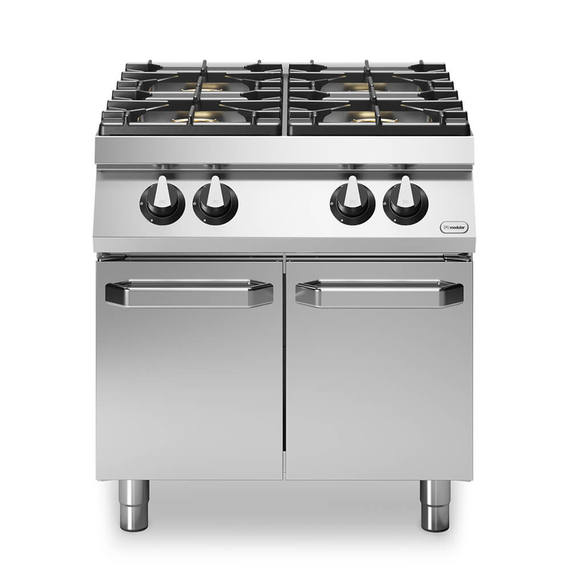 Κουζίνα αερίου 4 φλόγ. (2x5,5kW+2x7,5kW εμαγέ τάσια) σε βάση με 2 πόρτες R90/80PCGB/P ROC900