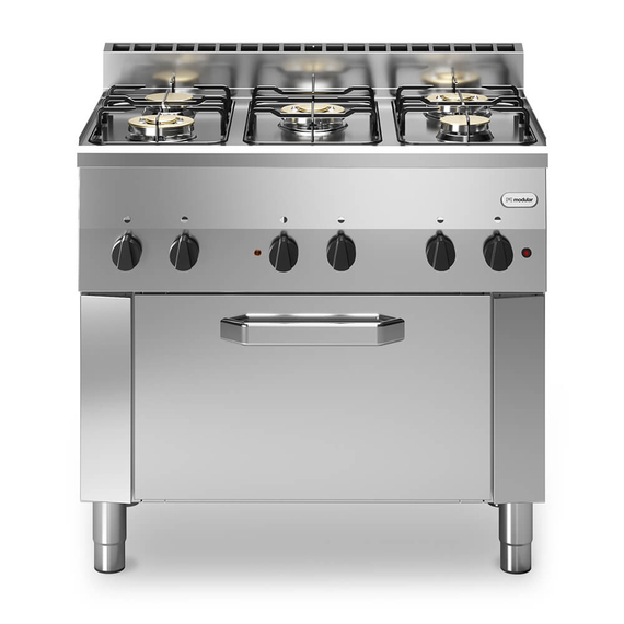 Κουζίνα αερίου 5 φλόγ. (2x3,3kW+3x3,6kW) με ηλεκ. φούρνο CONVECTION GN 1/1 3kW F60/90CFGE FUN600