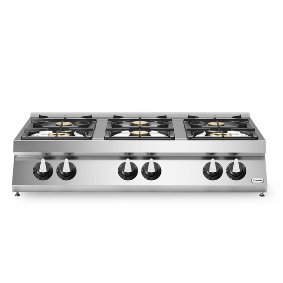 Κουζίνα αερίου 6 φλόγ. (2x5,5kW+4x3,7kW εμαγέ τάσια) επιτραπ. R70/120PCGB/T ROC700