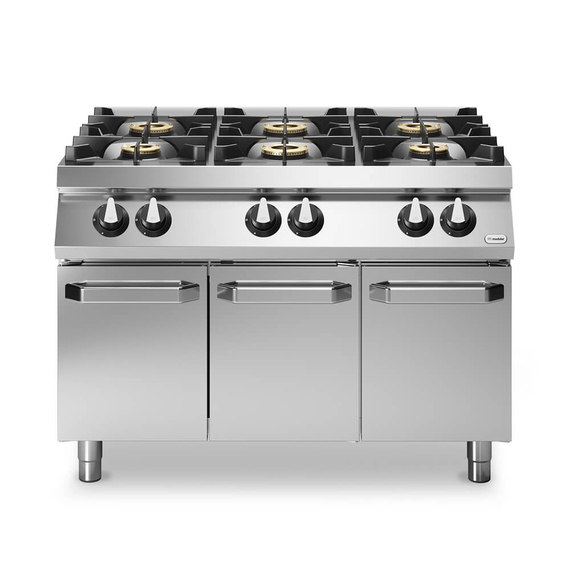 Κουζίνα αερίου 6 φλόγ. (2x6kW+4x10kW) σε βάση με 3 πόρτες R90/120PCG/P ROC900