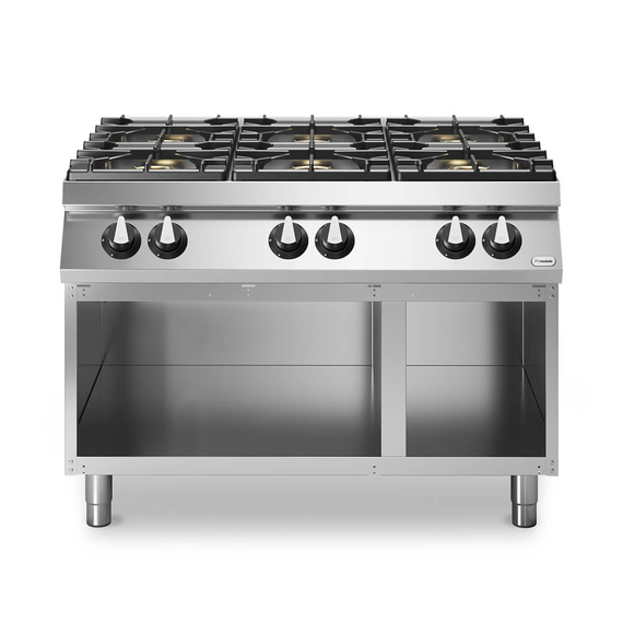 Κουζίνα αερίου 6 φλόγ. (4x5,5kW+2x7,5kW εμάγε τάσια) με ανοικτή βάση R90/120PCGB/A ROC900